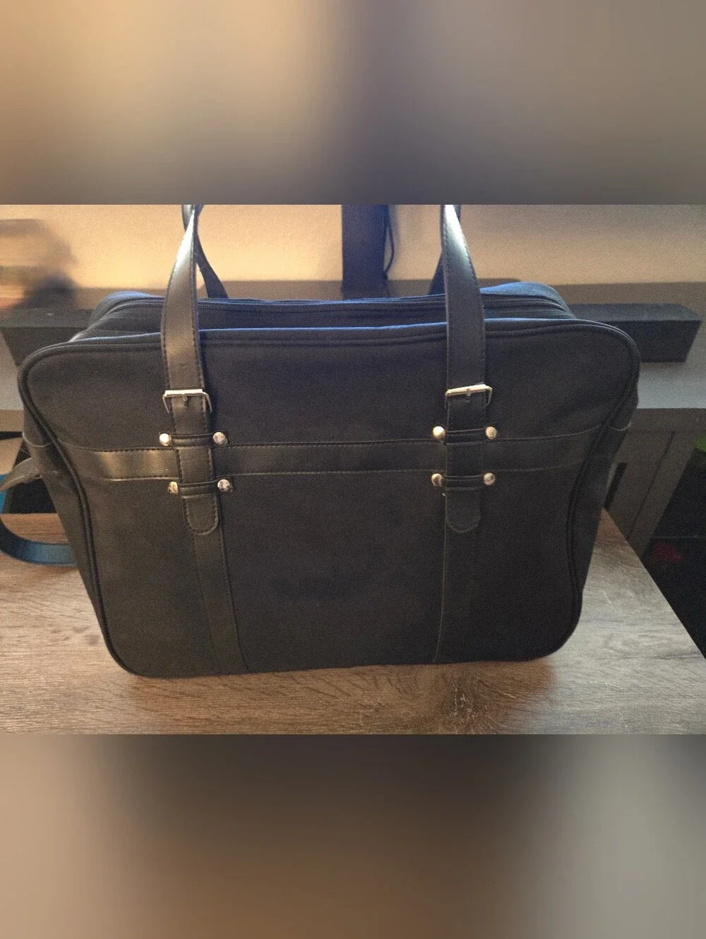Carolina Herrera Unisex Black Travel Briefcase Weekender Bag Crossbody